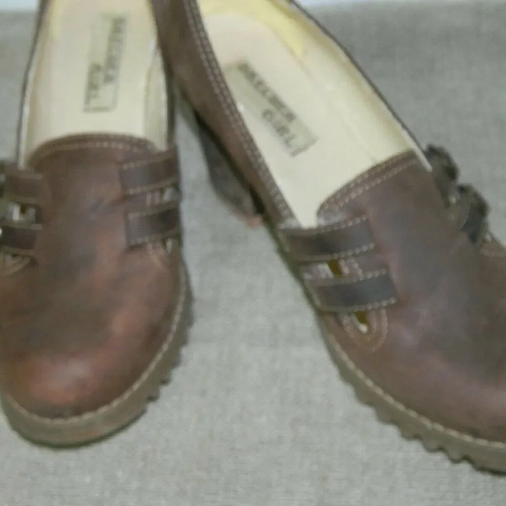 Skechers‎ Loafers Shoes Brown Chunky Heels 90s Y2K Size  9